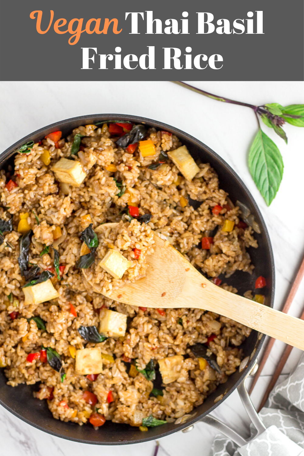 Vegan Thai Basil Fried Rice with Baked Tofu - My Eclectic Bites