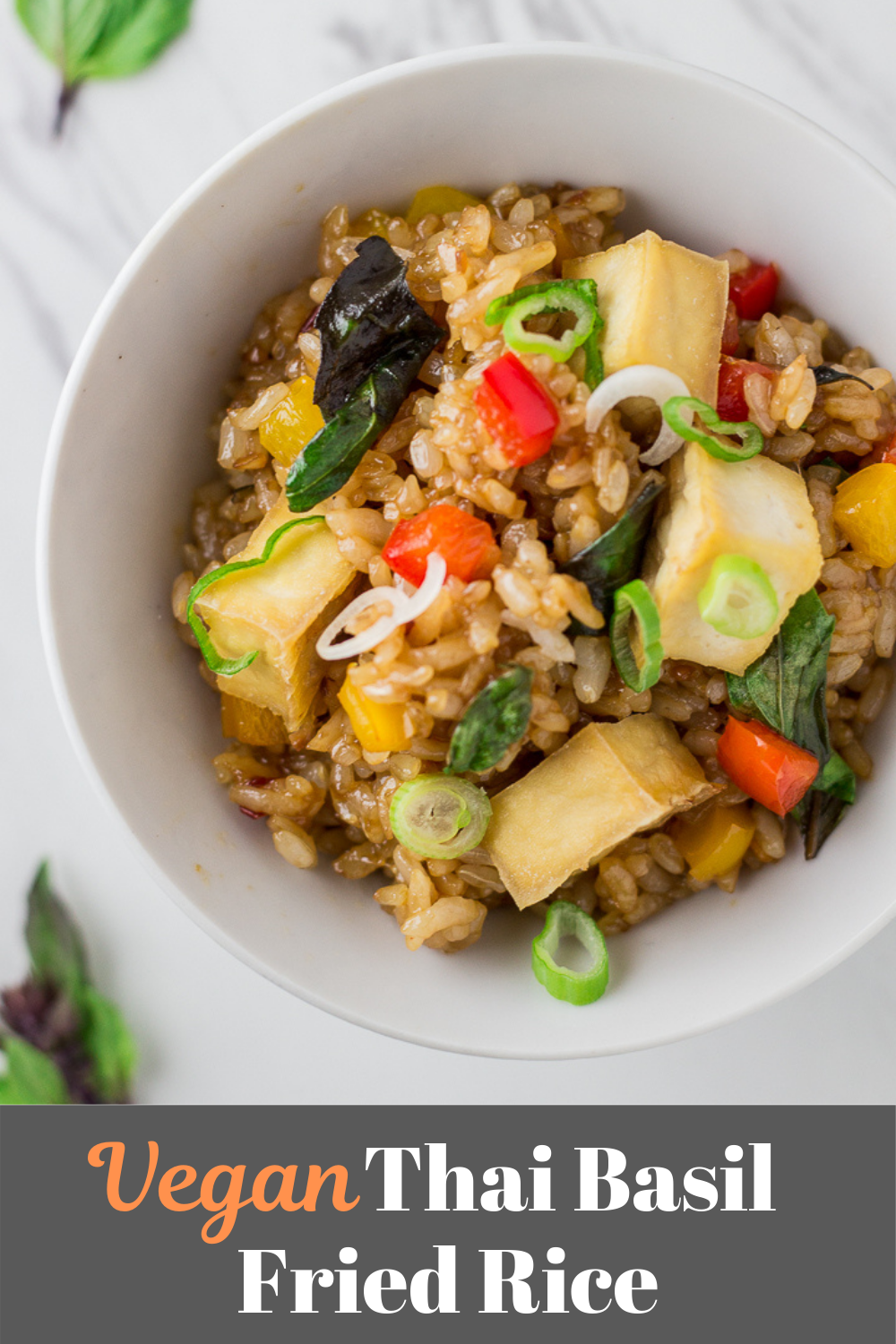 Vegan Thai Basil Fried Rice with Baked Tofu - My Eclectic Bites