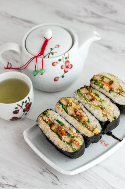 Vegan Sushi Rice Ball Sandwich - vegan onigirazu