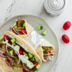 vegetarian seitan gyros with beer