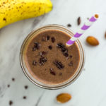 mood boosting cacao smoothie, overhead shot