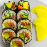 Vegan Kimbap with mushroom close up