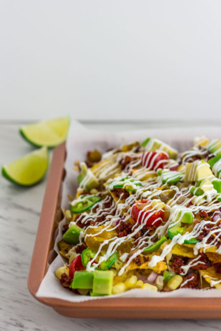 Nachos, after sour cream, close up