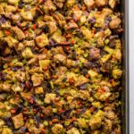 Picture of vegetarian stuffing in the baking pan