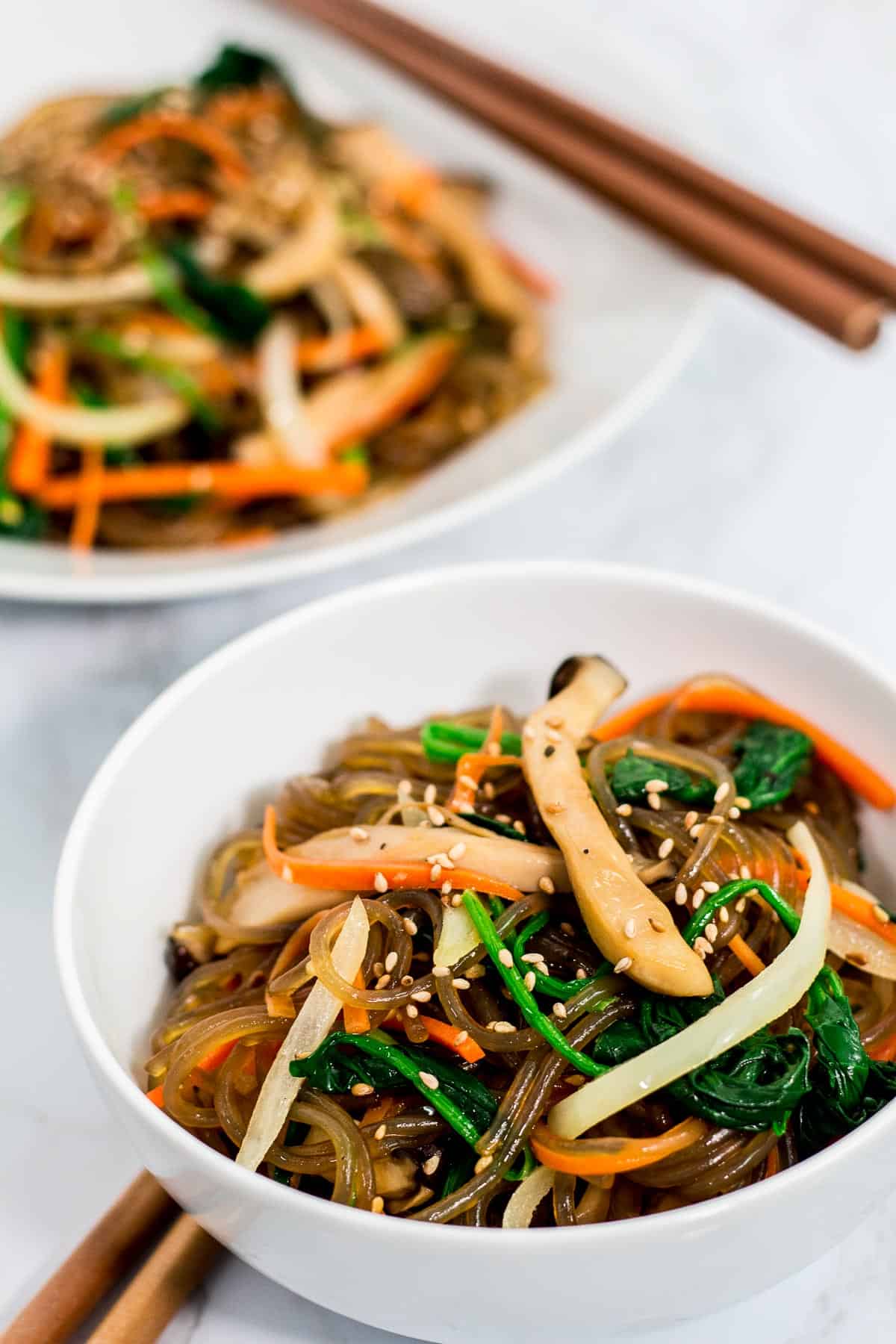 Korean Vegan Japchae (Stirfried glass noodles) My Eclectic Bites