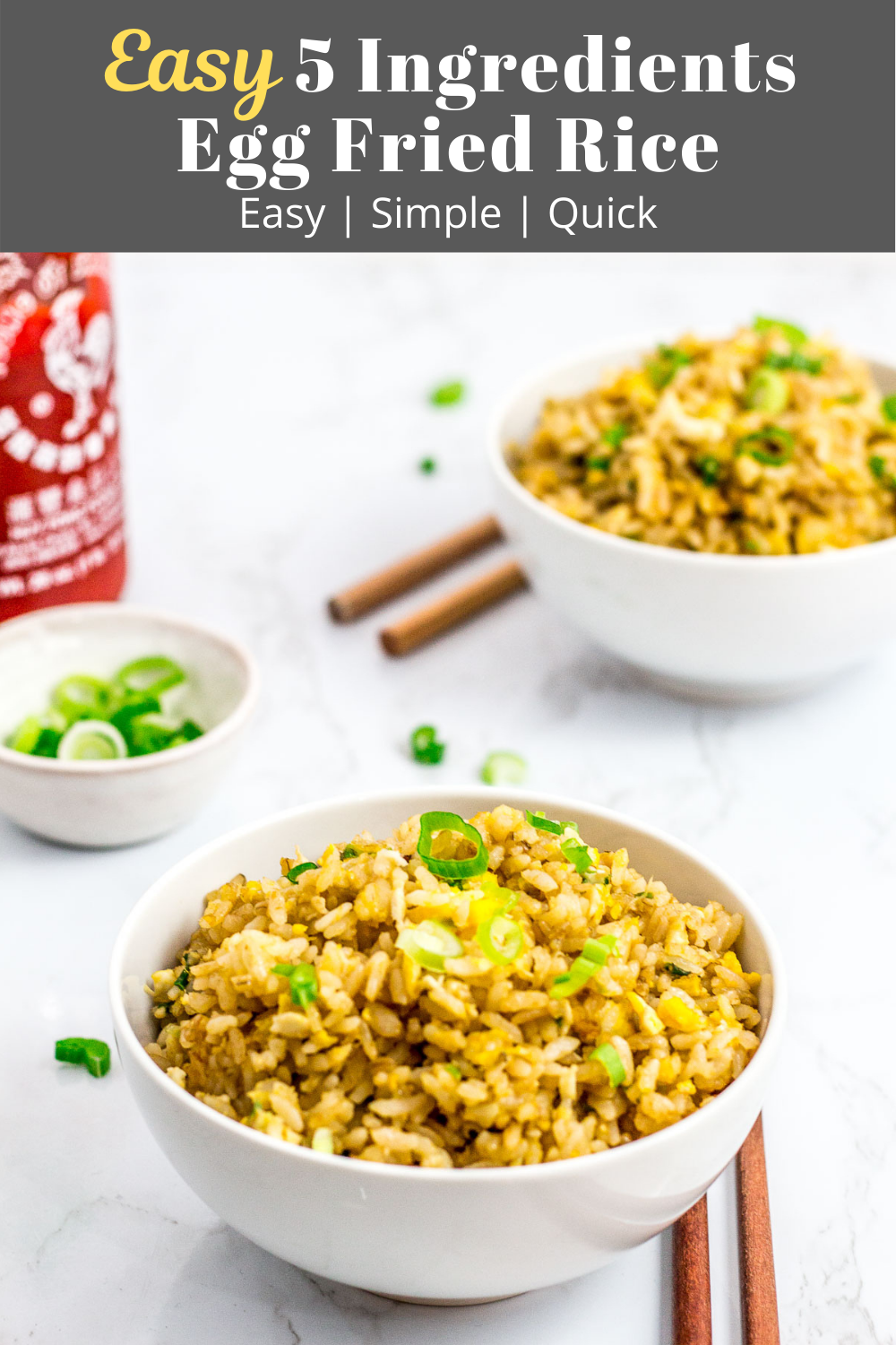 5 Ingredients Easy Egg Fried Rice (Vegetarian) - My Eclectic Bites