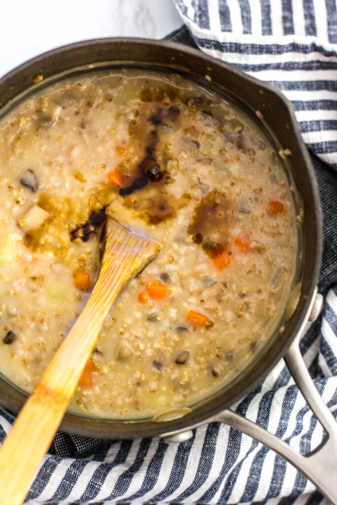 adding a tablespoon of soy sauce to season savory oatmeal