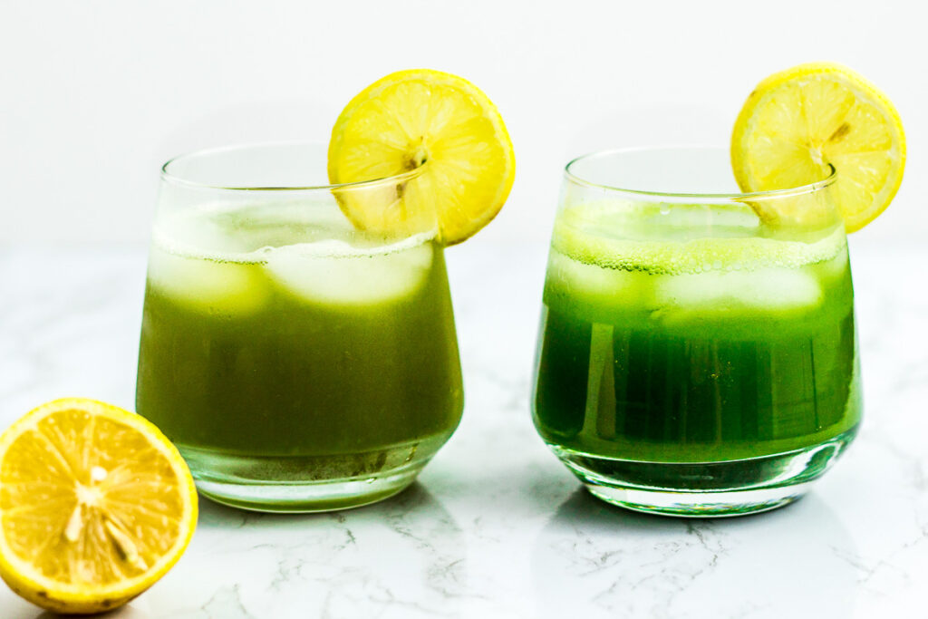 matcha lemonade made with culinary grade matcha and ceremonial grade matcha