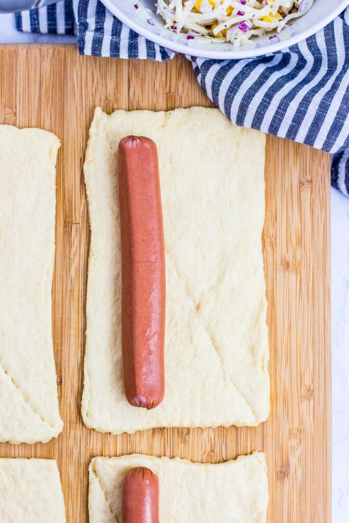 hot dog on top of crescent roll