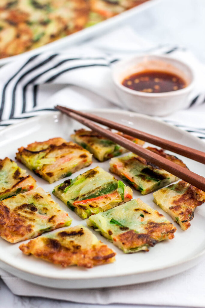 savory scallion pancake on a plate