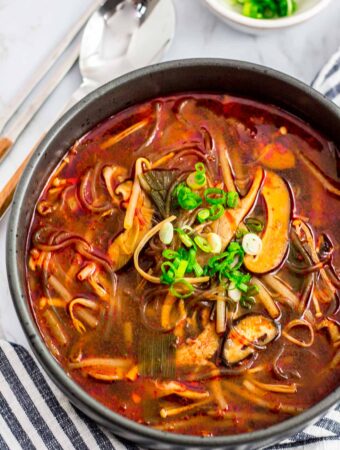 spicy mushroom yukgaejang soup (vegan version)