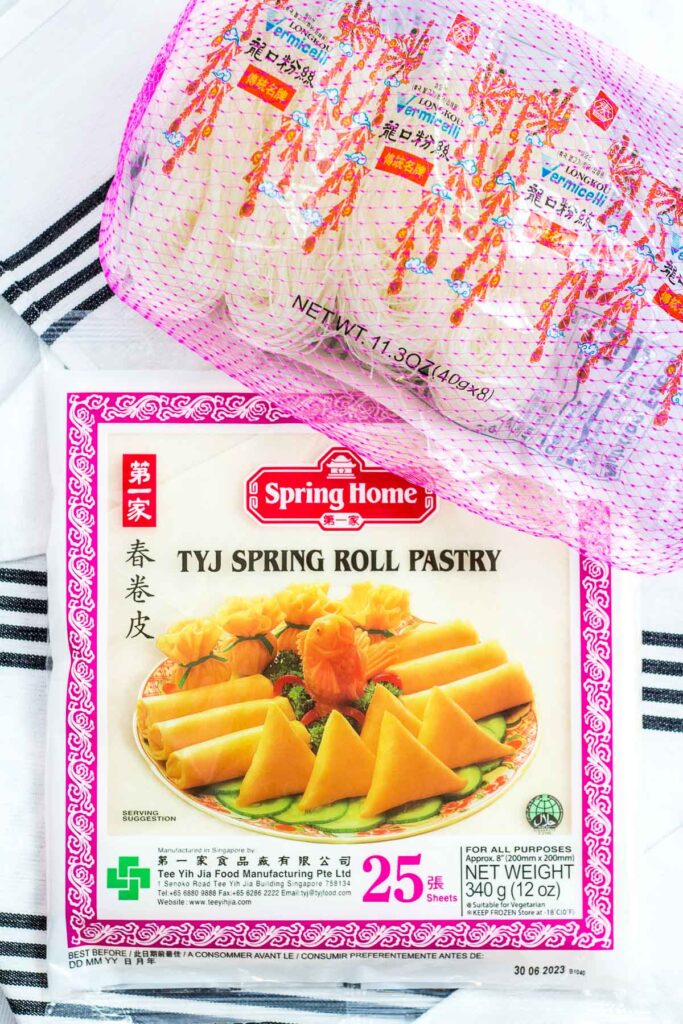 spring roll pastry/wrappers and vermicelli noodle