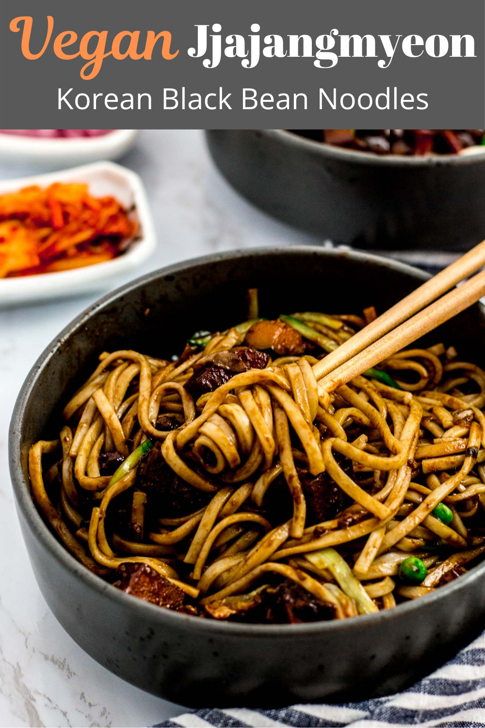 Vegan Jajangmyeon (Korean Black Bean noodles) - My Eclectic Bites