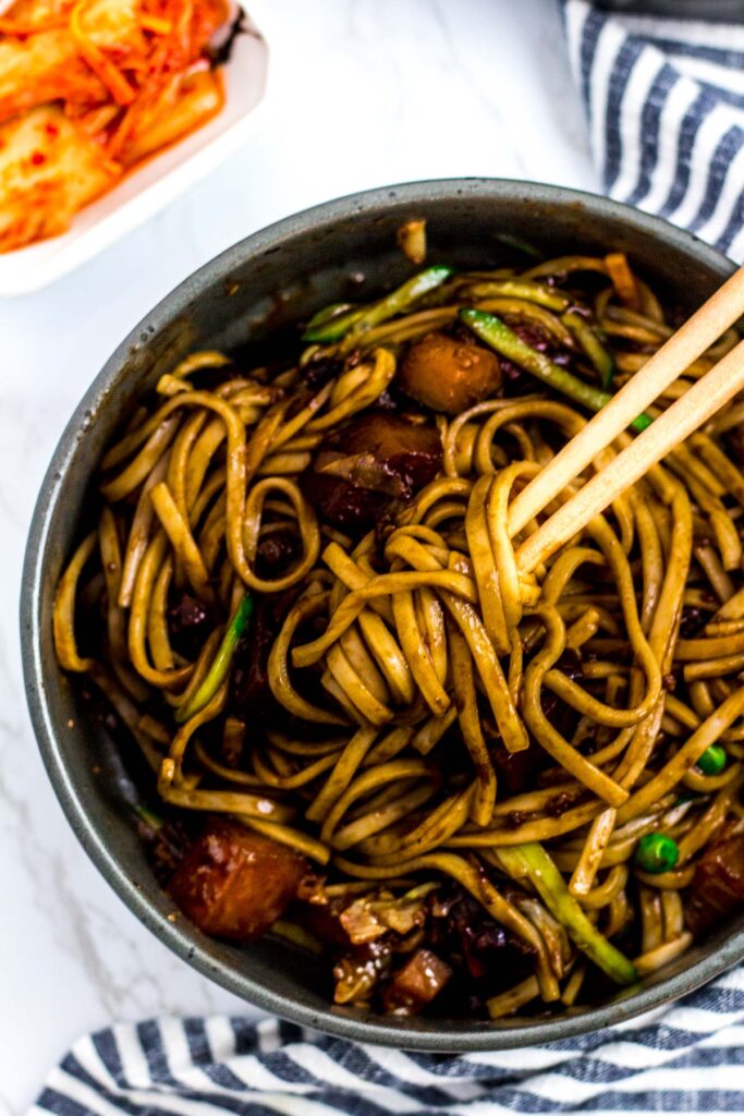 Mixed bowl of vegan jjajangmyeon