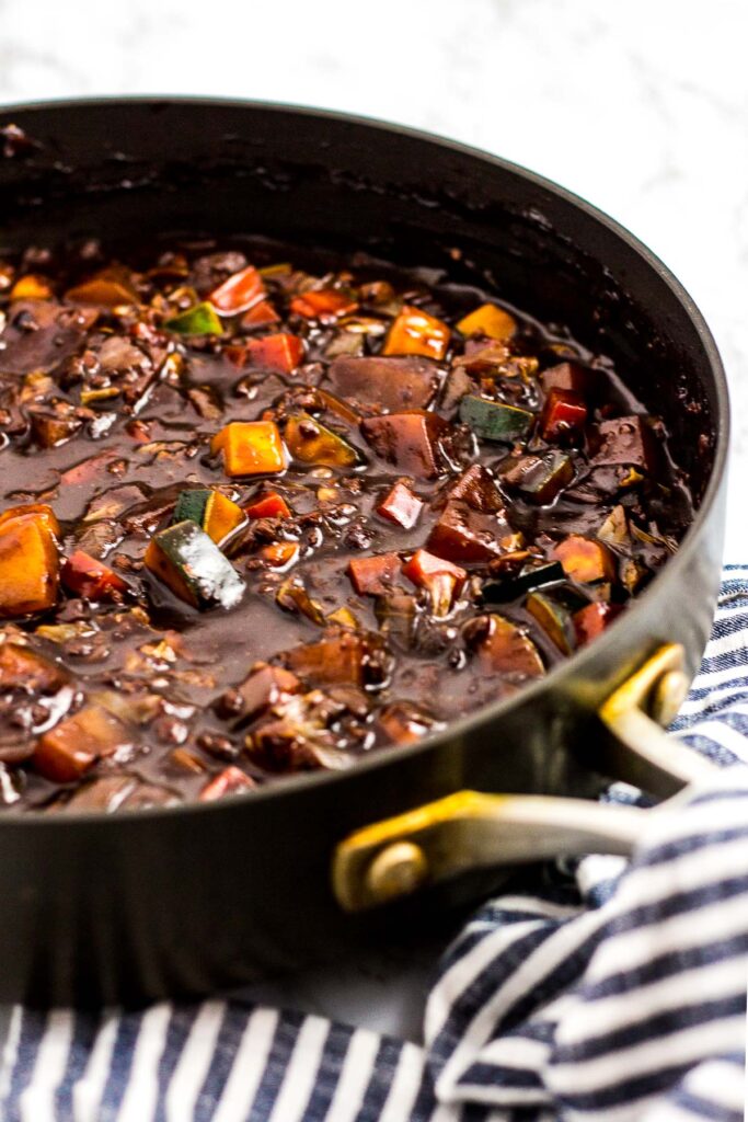 Vegan Jjajang sauce in the pan