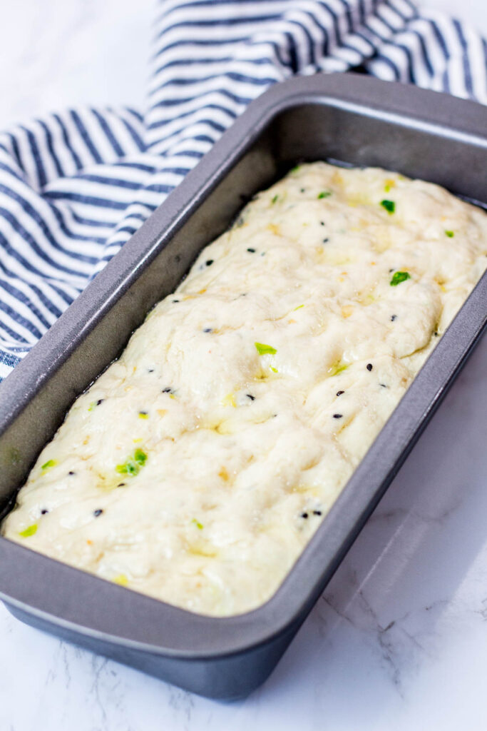 focaccia dough after 1 hour of rising