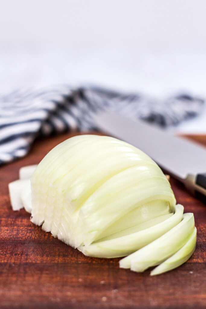 sliced onion on a cutting board