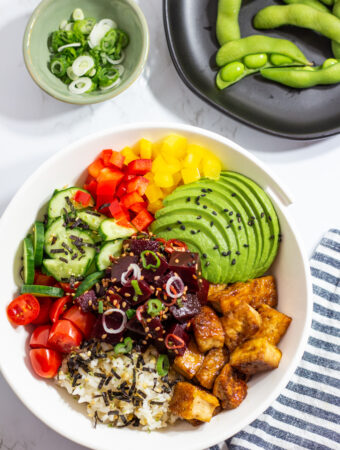 vegan beet poke bowl