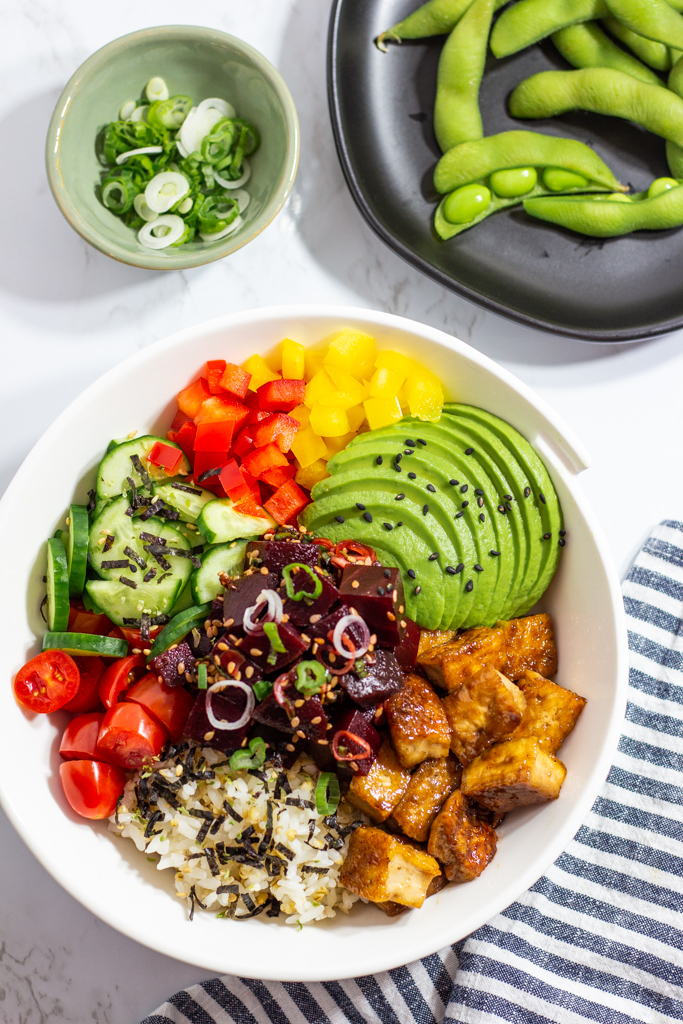 vegan beet poke bowl