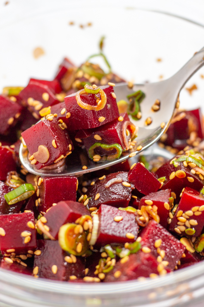 marinated beets in a bowl