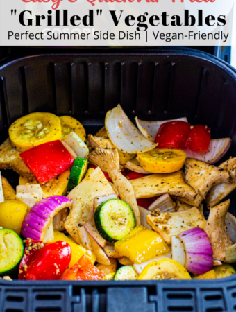 summer vegetables in the air fryer basket before cooking