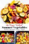 air fried "grilled" summer vegetables on the plate and in the air fryer