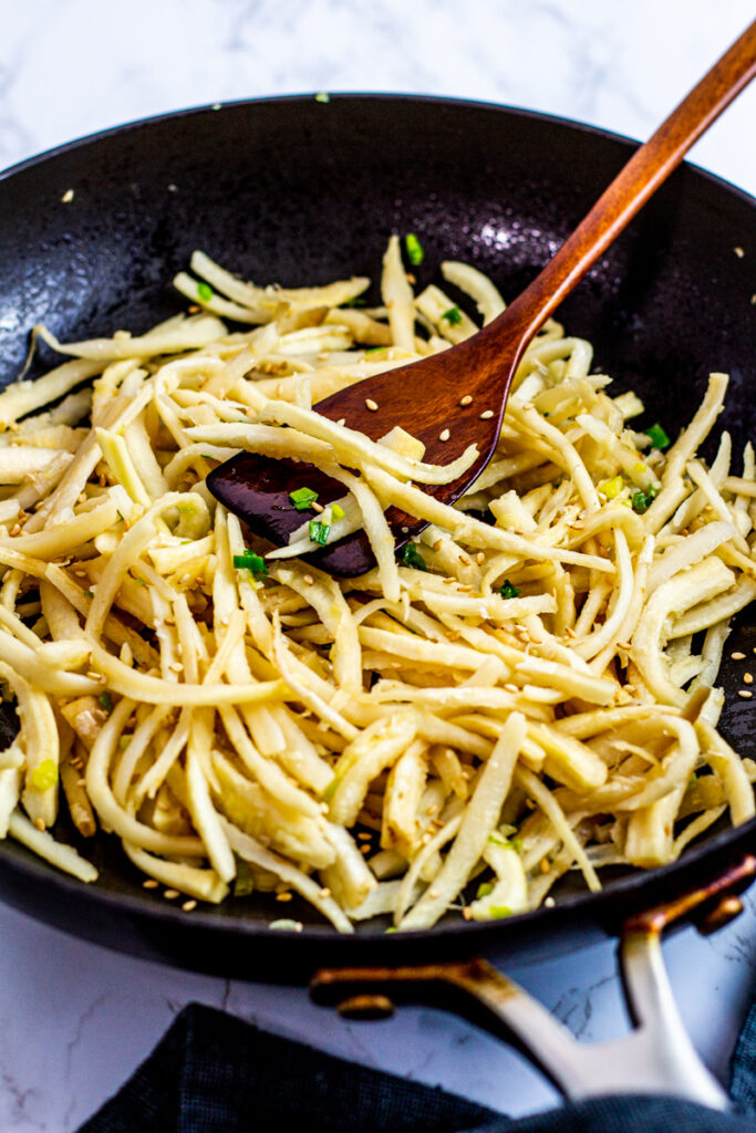 stir fried/sauteed in the pan