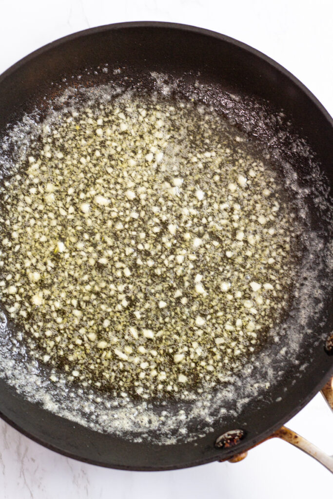 minced garlic cooked in butter.