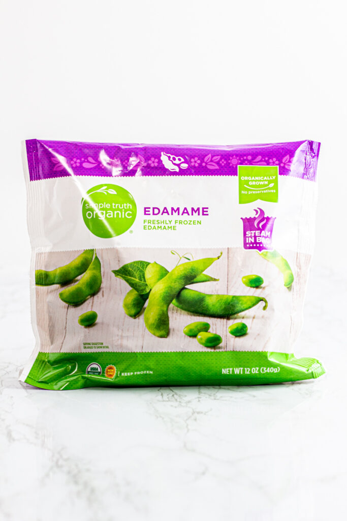 a bag of microwave steamable edamame.