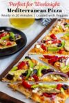 Cut Mediterranean pizza with beer on the side.