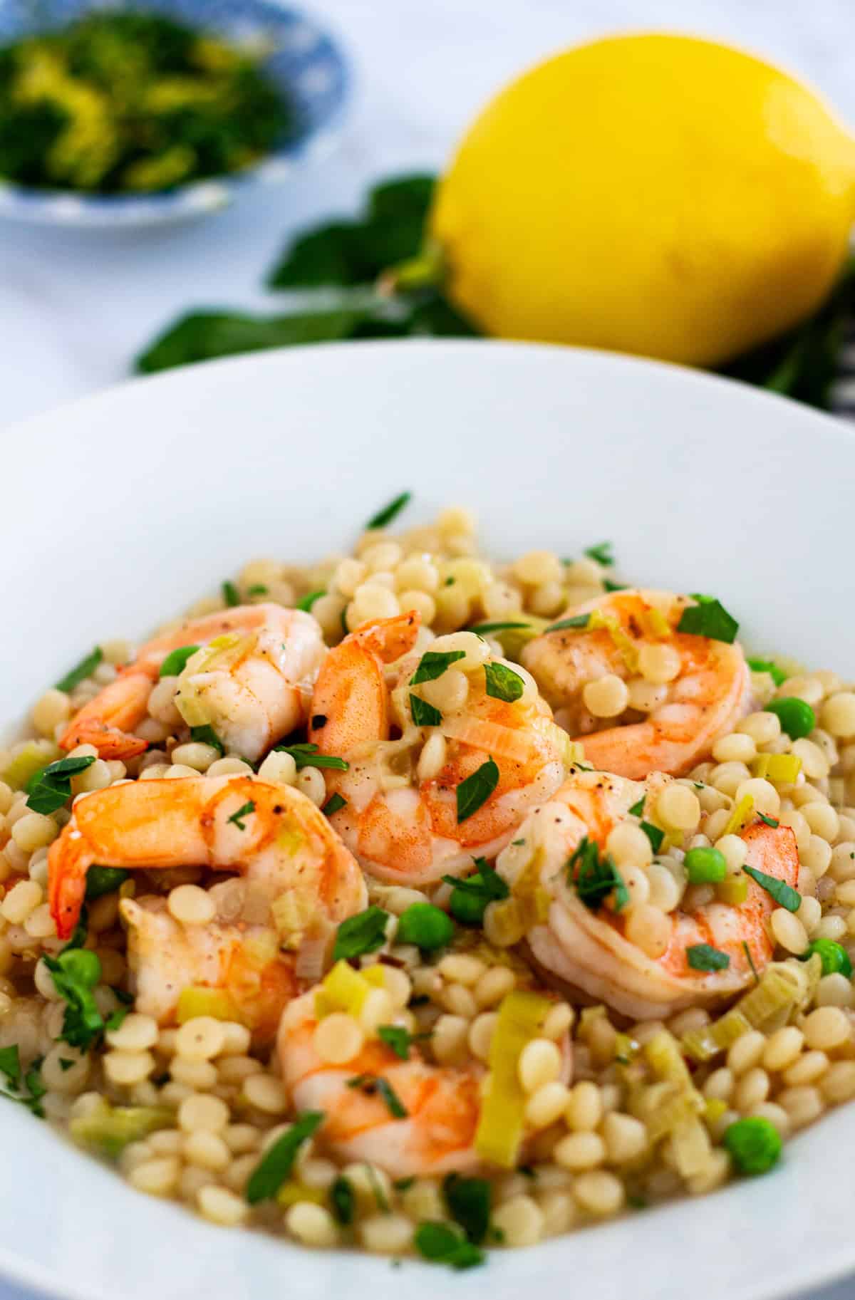 Couscous Risotto with Shrimp and Leek - My Eclectic Bites