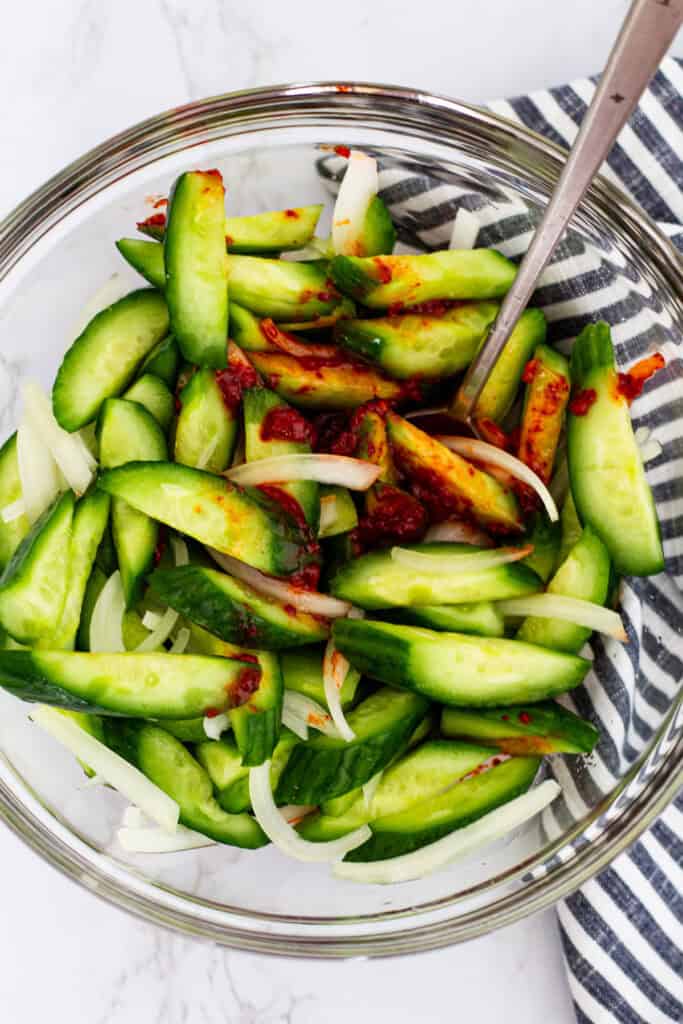 Korean Cucumber Salad (Oi Muchim) - Quick & Spicy Side - My Eclectic Bites