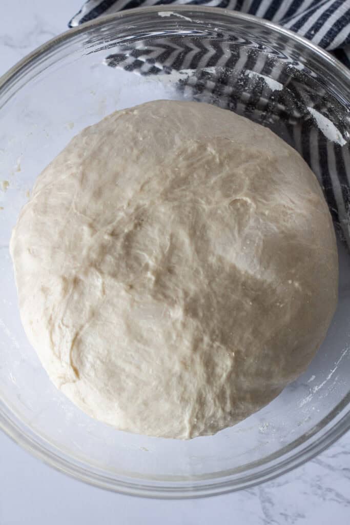 Small batch pizza dough after doubling in size