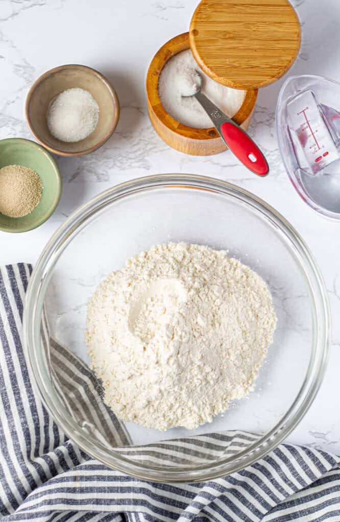 Ingredients needed to make small batch pizza dough